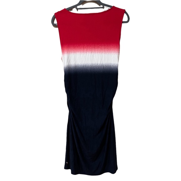 Tommy Hilfiger Ombre Red White Blue Rushed Sides Midi Maternity Dress NWOT (L) - Picture 2 of 8